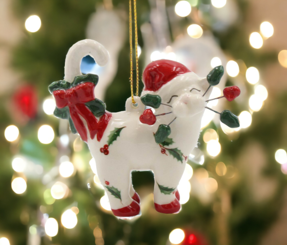 Ceramic Christmas Whisker Cat Ornament Home Décor Gift for Her Gift for Mom Kitchen Décor Christmas Décor Cat Lover