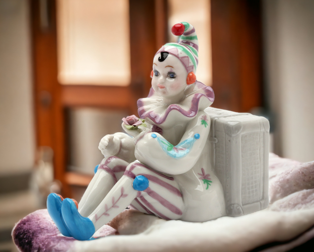 Ceramic Clown Sitting Next to Box Music Box Home Décor Gift for Her Gift for Mom Gift for Circus Lover - Music Boxes