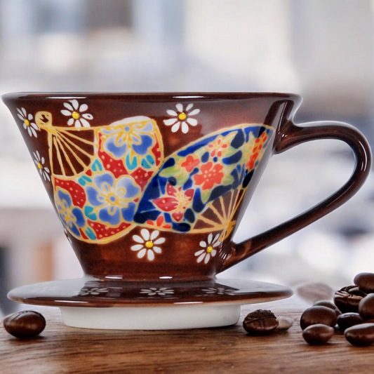 Ceramic Coffee Dripper with Japanese Fans Design Japanese Culture Coffee Lover Gift Cafe Decor Gift for Her - Coffee