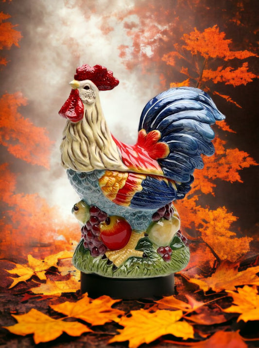 Ceramic Colorful Rooster Cookie Jar Home Décor Gift for Her Gift for Mom Kitchen Décor Farmhouse Decor Fall Decor