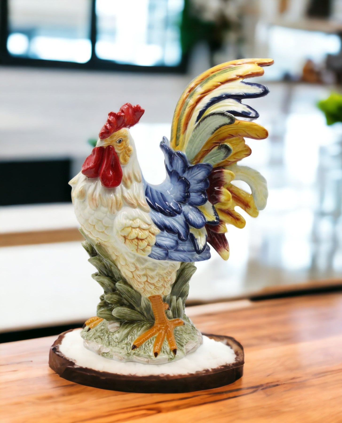 Ceramic Colorful Rooster Statue Home Décor Gift for Her Gift for Mom Kitchen Décor Farmhouse Décor Fall Decor