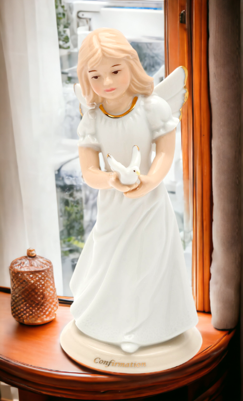 Ceramic Confirmation Angel Figurine Religious Décor Religious Gift Church Décor Church Gift Baptism Gift - Figurine