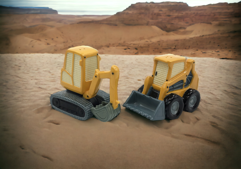 Ceramic Construction Zone Ceramic Excavator Salt and Pepper Shakers Home Décor Gift for Him Gift for Dad Kitchen Décor