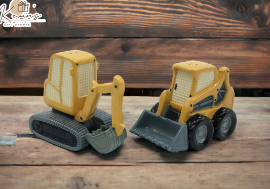 Ceramic Construction Zone Ceramic Excavator Salt and Pepper Shakers Home Décor Gift for Him Gift for Dad Kitchen Décor