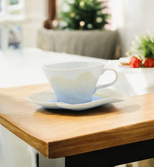 Ceramic Crystalline Glaze Cup and Saucer Afternoon Tea Gift for Her Kitchen Decor - cup and saucer