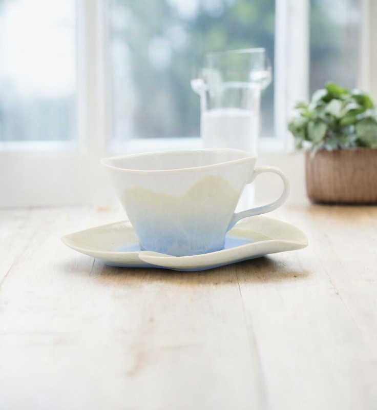 Ceramic Crystalline Glaze Cup and Saucer Afternoon Tea Gift for Her Kitchen Decor - cup and saucer