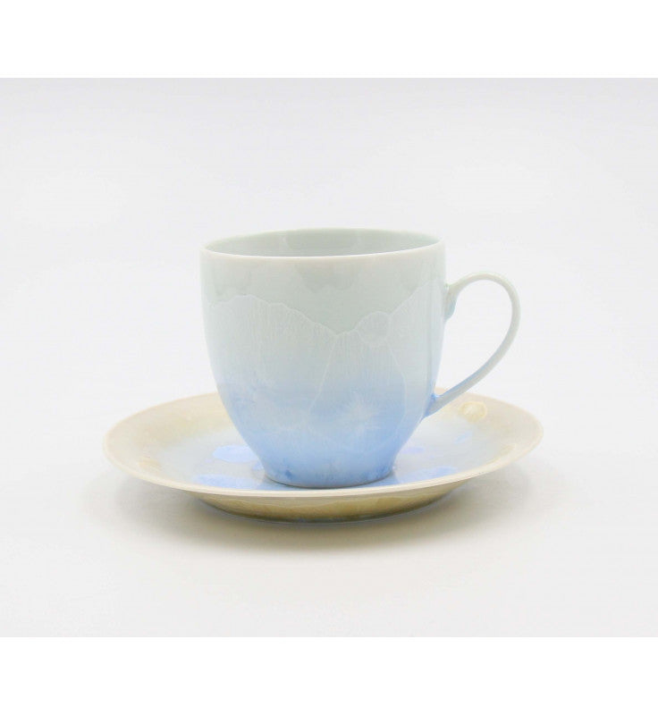 Ceramic Crystalline Glaze Light Amber with Sky Blue Cup and Saucer Afternoon Tea Kitchen Decor Gift for Her - cup