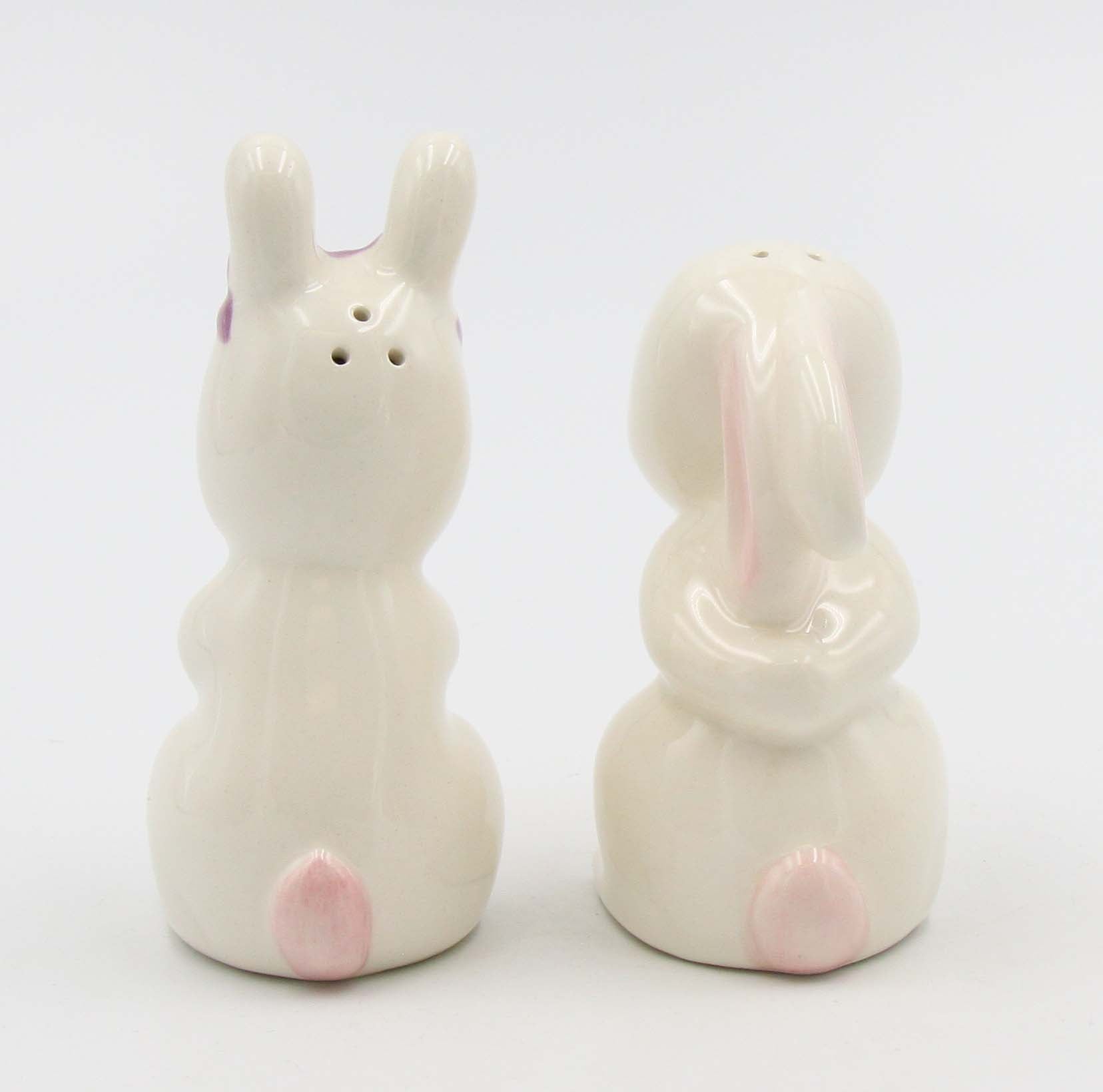 Ceramic Cute Easter Bunny Rabbit Couple Salt and Pepper Shakers Home Décor Gift for Her or Mom Kitchen Décor Spring