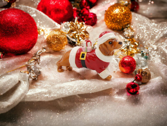 Ceramic Dachshund Santa Dog Christmas Tree Ornament Home Décor Gift for Her Gift for Mom Kitchen Décor Dog Lover Gift