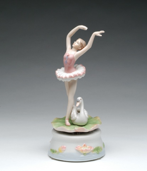 Ceramic Dancing Ballerina with Swan Music Box Home Décor Gift for Her Gift for Daughter Gift for Ballerina Dancer