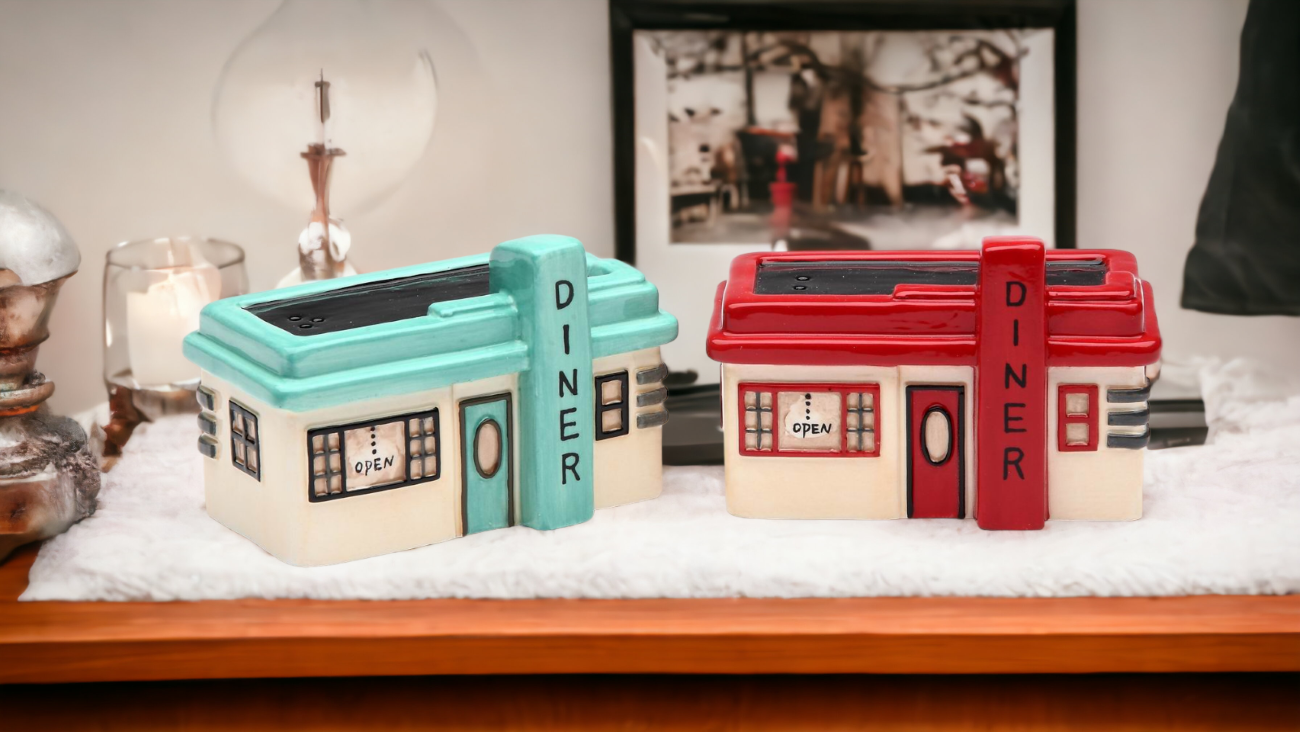 Ceramic Diner Salt & Pepper Shakers Home Décor Gift for Her Gift for Mom Kitchen Décor Restaurant Decor - Salt & Pepper