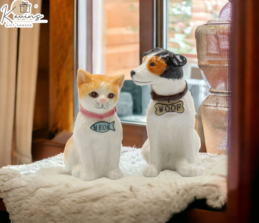 Ceramic Dog and Cat Salt And Pepper Shakers Home Décor Gift for Her Gift for Mom Kitchen Décor Dog Lover Gift Cat Lover