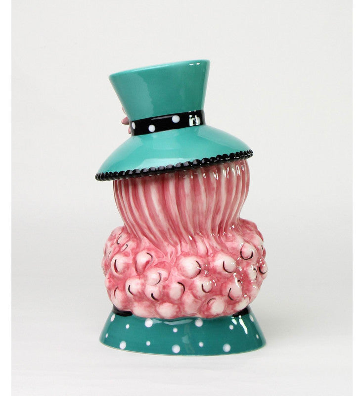Ceramic Dollymama Pink Hair Lady Candy Box by Joey Heiberg Kitchen Decor Gift for Her - candy jar