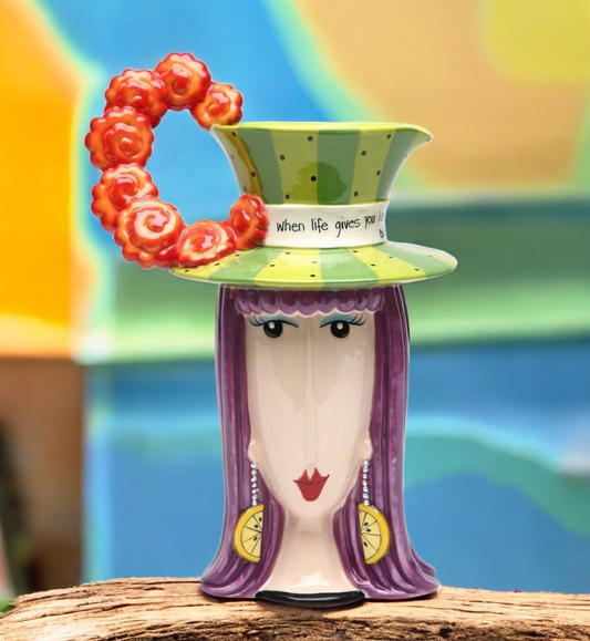 Ceramic Dollymama’s Lemon With Vodka Pitcher By Joey Llc Lemonade Lover Ladies Party Decor Gift for Her Kitchen Decor