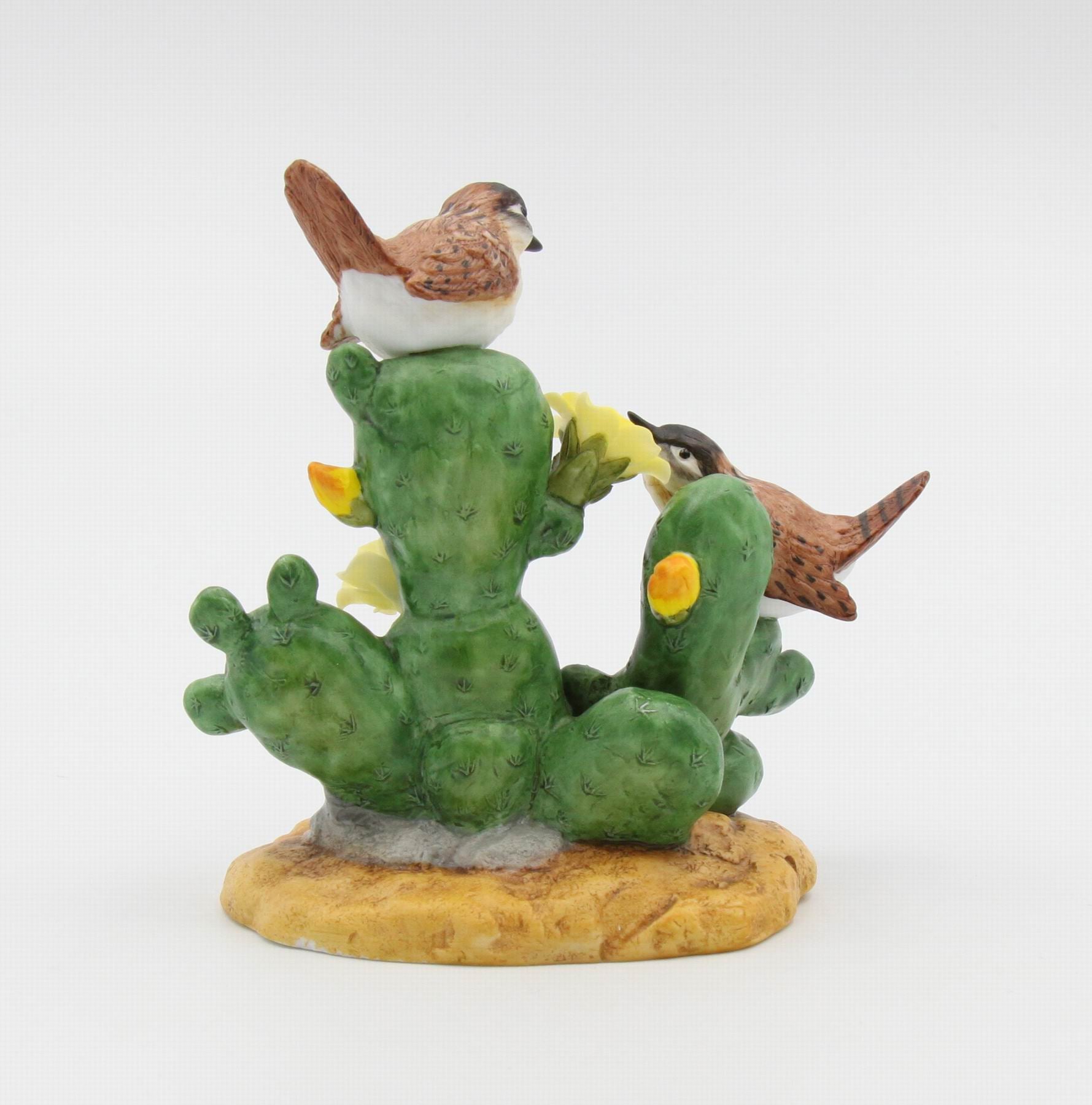 Ceramic Double House Wren Birds with Flowers Figurine Home Décor Gift for Her Mom Kitchen Décor Birdwatcher Gift