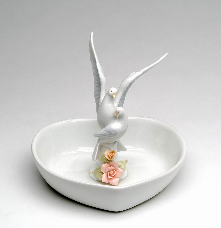 Ceramic Dove Birds Jewelry Tray Wedding Gift Wedding Decor Vanity Decor Romantic Decor - jewelry tray