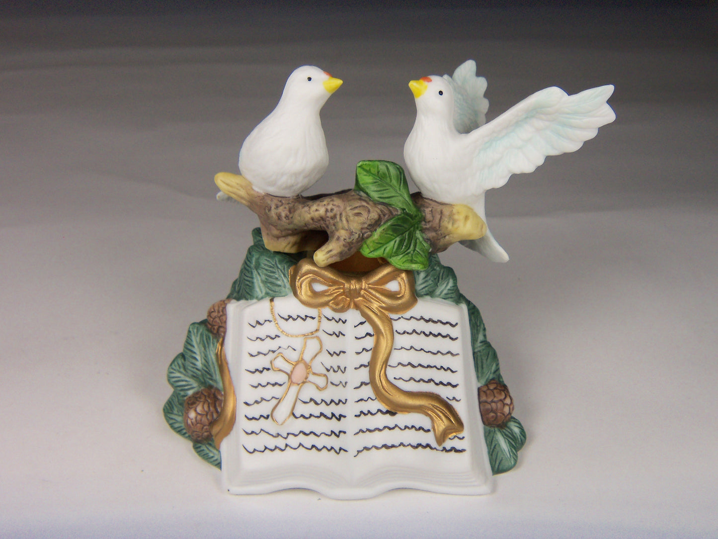 Ceramic Dove Birds with Bible Candle Holder - Set of 4 Religious Decor Religious Gift - Candle holder