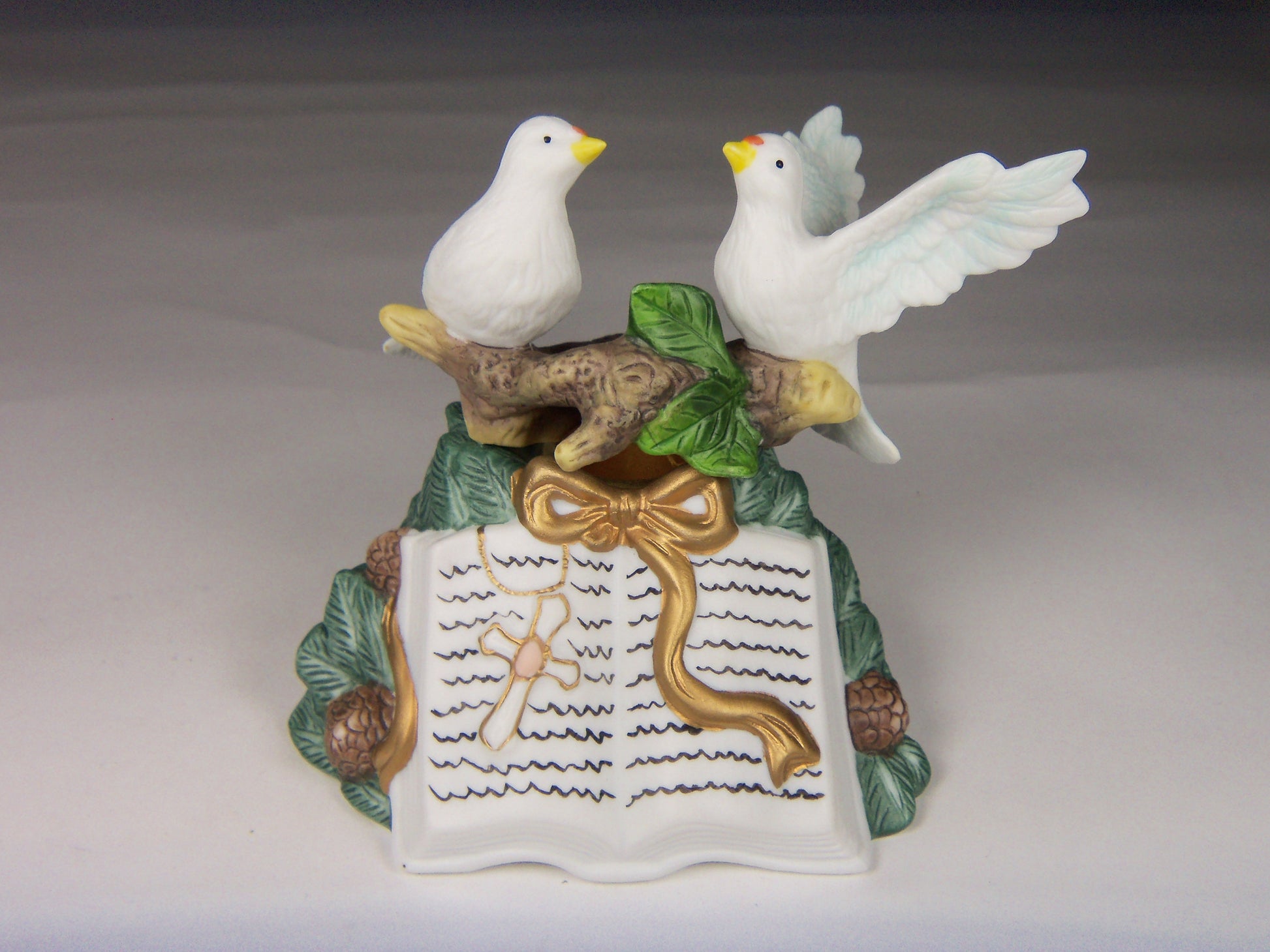 Ceramic Dove Birds with Bible Candle Holder - Set of 4 Religious Decor Religious Gift - Candle holder