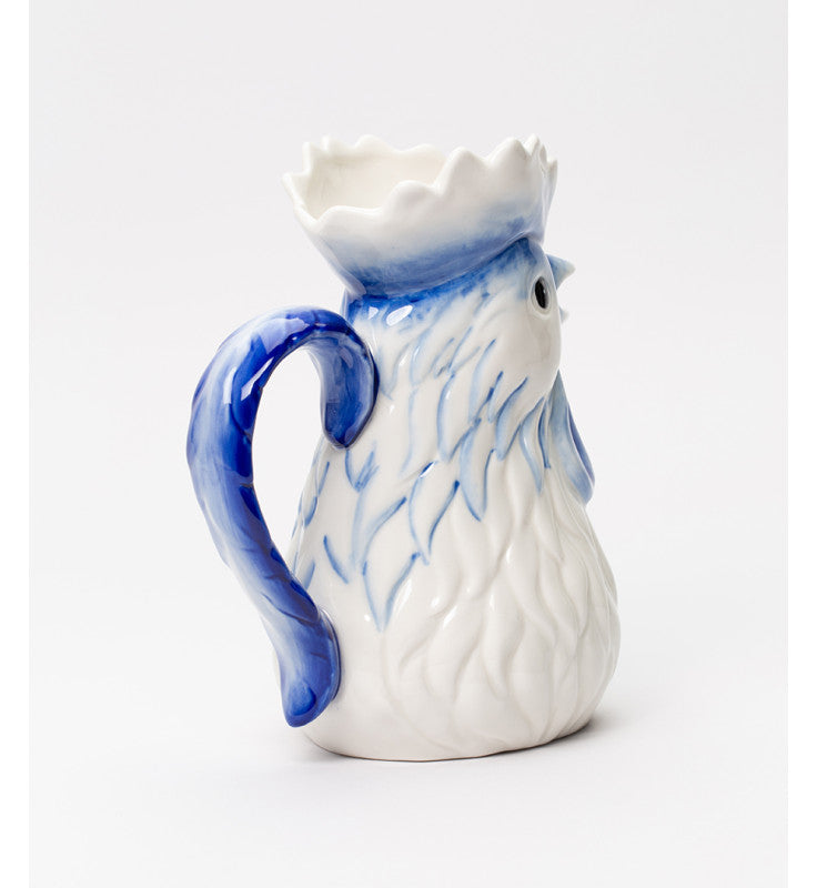Ceramic Dutch Blue Rooster Pitcher/Vase Farmhouse Kitchen Decor Gift for Her Gift for Mom - vase