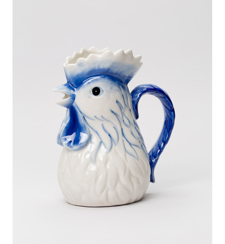 Ceramic Dutch Blue Rooster Pitcher/Vase Farmhouse Kitchen Decor Gift for Her Gift for Mom - vase