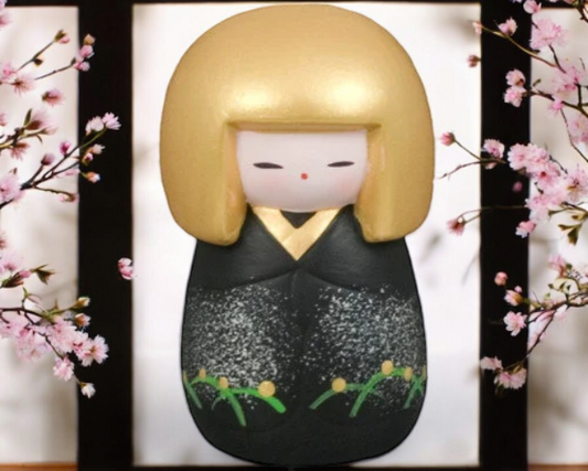 Ceramic Earthenware Mini Japanese Geisha Doll with Gold Hair Figurine Japanese Decor Love Japan Japanese Culture Gift