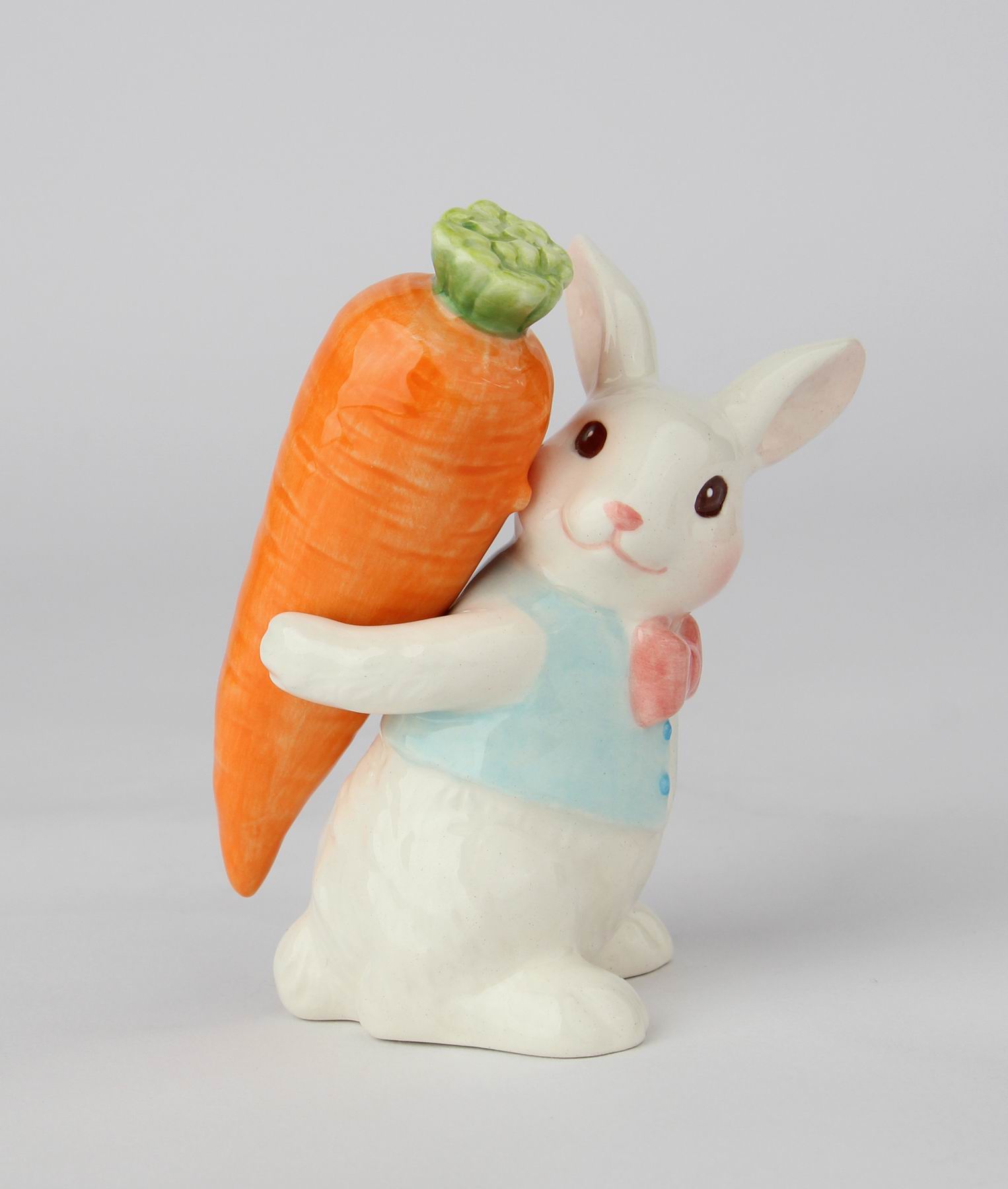 Ceramic Easter Bunny Rabbit Carrying Carrot Stick Salt and Pepper Shakers Gift for Her Gift for Mom Kitchen Décor