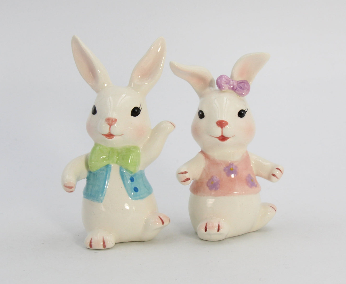 Ceramic Easter Bunny Rabbit Dancing Couple Salt and Pepper Shakers Home Décor Gift for Her Gift for Mom Kitchen Décor