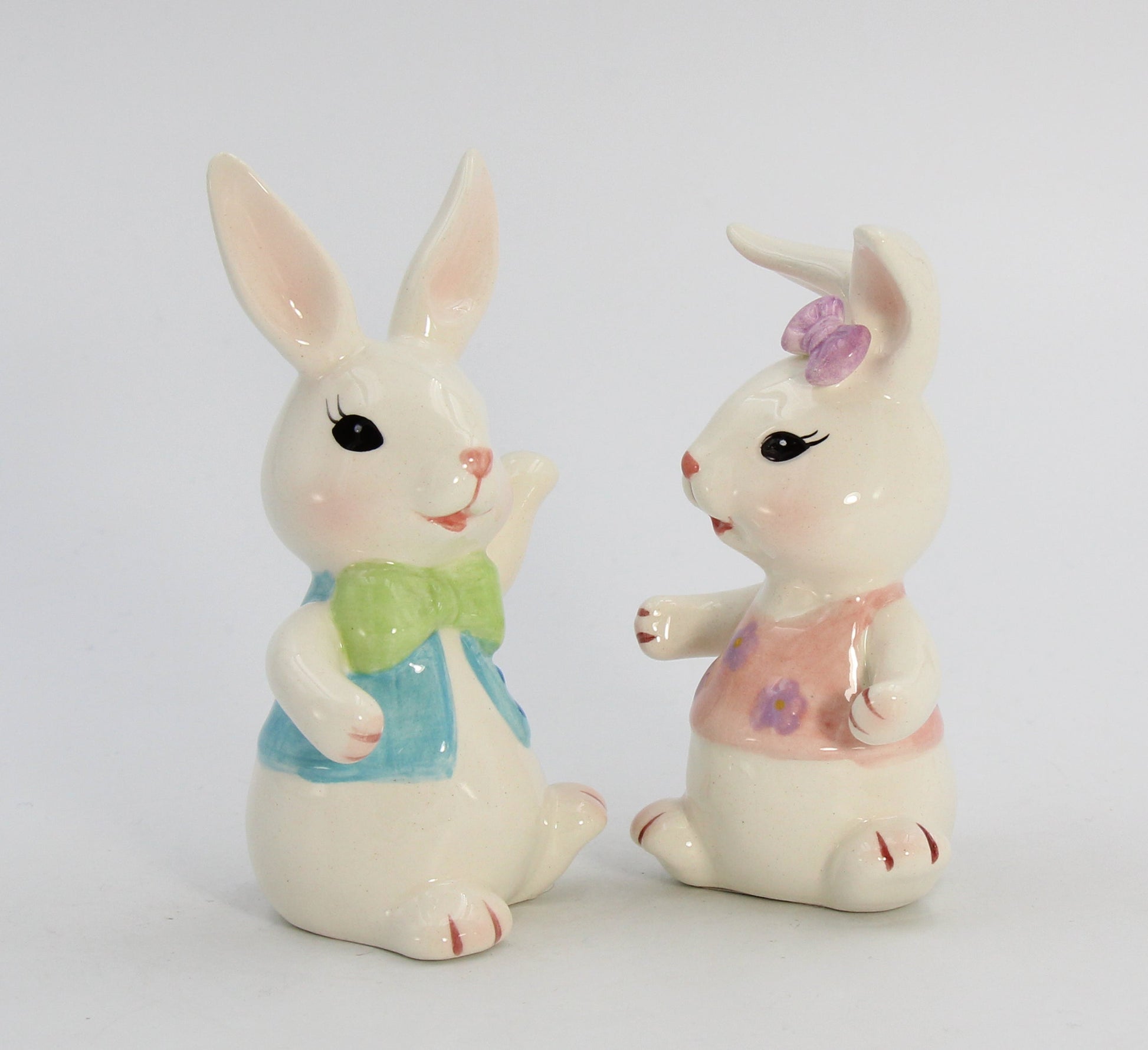 Ceramic Easter Bunny Rabbit Dancing Couple Salt and Pepper Shakers Home Décor Gift for Her Gift for Mom Kitchen Décor