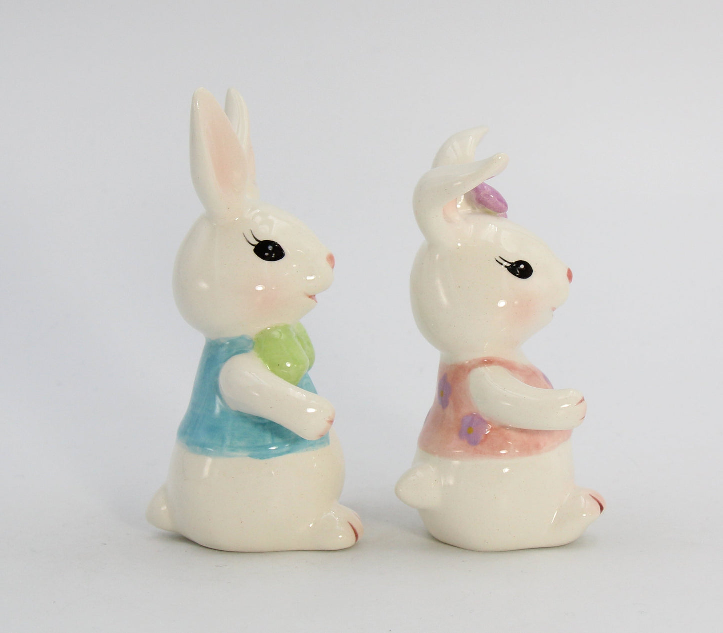 Ceramic Easter Bunny Rabbit Dancing Couple Salt and Pepper Shakers Home Décor Gift for Her Gift for Mom Kitchen Décor