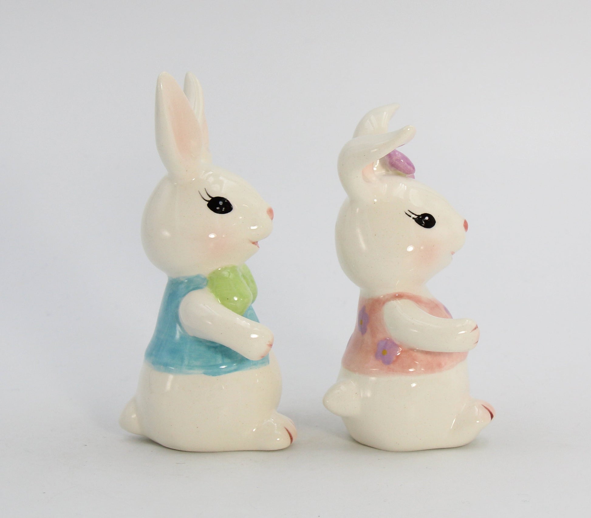 Ceramic Easter Bunny Rabbit Dancing Couple Salt and Pepper Shakers Home Décor Gift for Her Gift for Mom Kitchen Décor