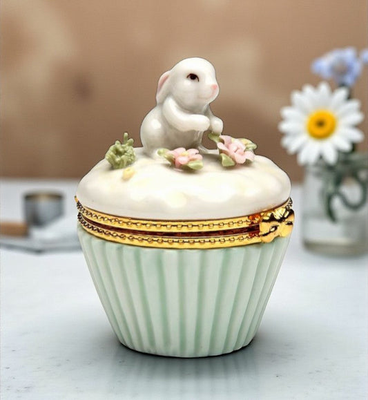 Ceramic Easter Bunny Rabbit Hinge Box Home Décor Gift for Her Gift for Mom Bathroom Décor Spring Decor Easter Decor