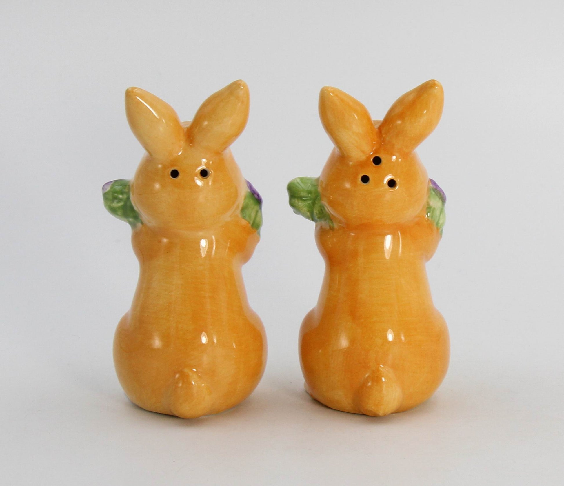Ceramic Easter Bunny Rabbits with Flowers Salt and Pepper Home Décor Gift for Her Gift for Mom Kitchen Décor Spring