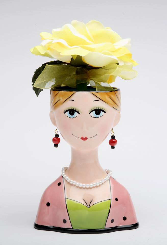 Ceramic Elegant Lady Vase or Makeup Brush Holder Home Décor Gift for Her Mom Friend or Coworker Vanity Décor - vase