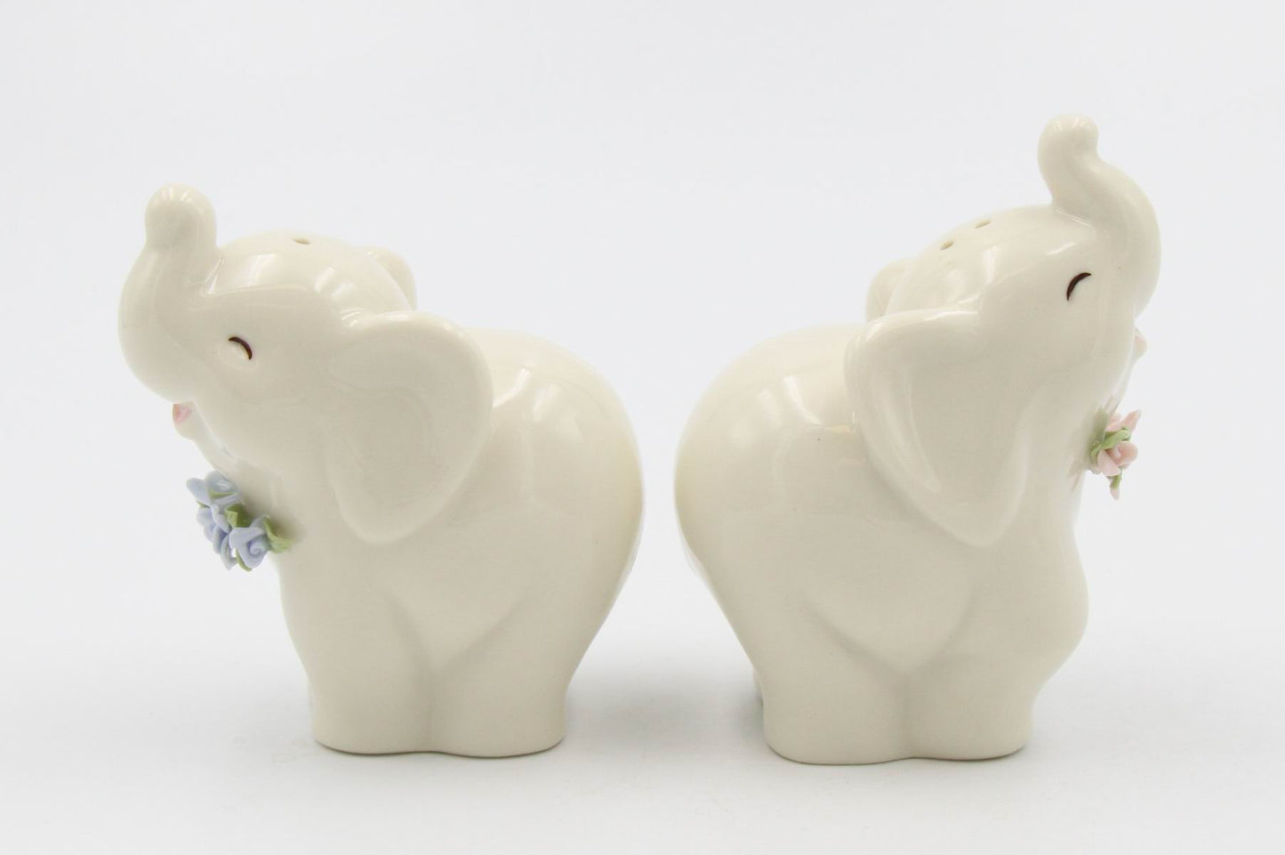 Ceramic Elephants with Flowers Salt And Pepper Shakers Home Décor Gift for Her Gift for Mom Kitchen Décor - Salt &