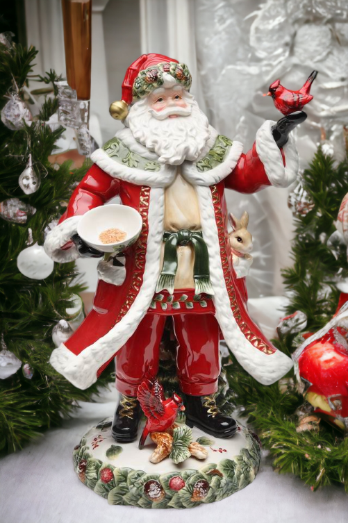 Ceramic Evergreen Holiday Santa Statue Home Décor Gift for Her Gift for Mom Kitchen Décor Christmas Décor - Figurine