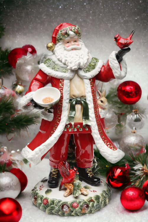 Ceramic Evergreen Holiday Santa Statue Home Décor Gift for Her Gift for Mom Kitchen Décor Christmas Décor - Figurine