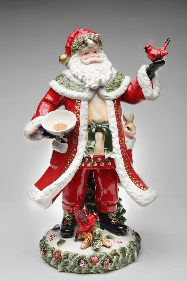 Ceramic Evergreen Holiday Santa Statue Home Décor Gift for Her Gift for Mom Kitchen Décor Christmas Décor - Figurine