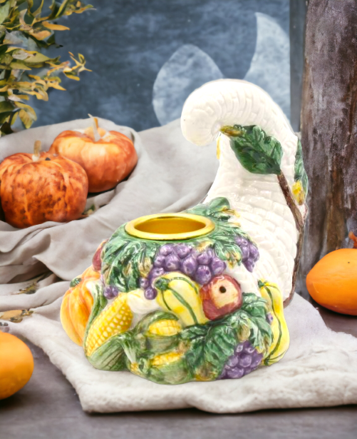 Ceramic Fall Harvest Candle Holder Home Décor Gift for Her Gift for Mom Farmhouse Kitchen Décor Fall Décor Thanksgiving