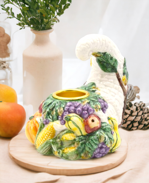 Ceramic Fall Harvest Candle Holder Home Décor Gift for Her Gift for Mom Farmhouse Kitchen Décor Fall Décor Thanksgiving
