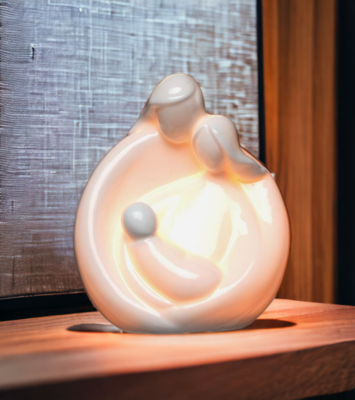 Ceramic Family Scene Plug-In Night Light Bedroom Decor Home Decor Gift for Her Gift for Mom - Night Lights & Ambient