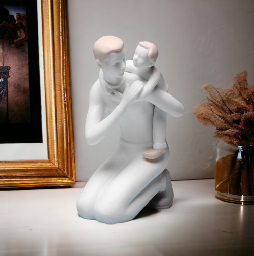 Ceramic Father & Son Bonding Figurine Gift for Him Gift for Dad Nursery Room Decor Home Decor Baby Shower Gift
