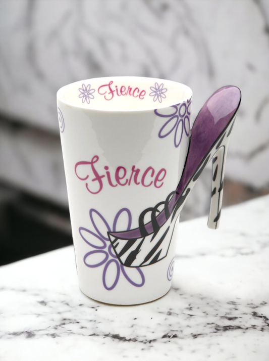 Ceramic Fierce Zebra Print High Heel Coffee Mug Home Décor Gift for Her Mom Friend or Coworker Kitchen Décor Office