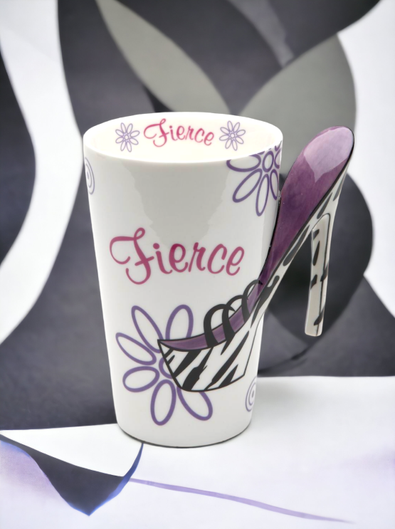 Ceramic Fierce Zebra Print High Heel Coffee Mug Home Décor Gift for Her Mom Friend or Coworker Kitchen Décor Office