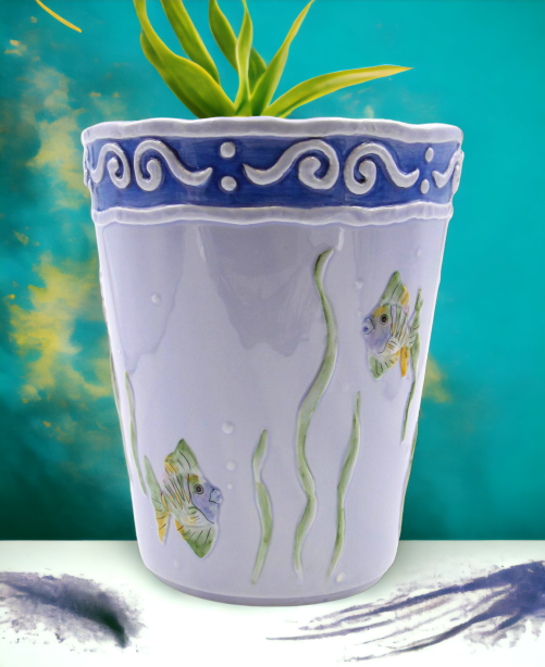 Ceramic Fish Theme Plant Pot Home Décor Gift for Her Gift for Mom Kitchen Décor - Trash bin