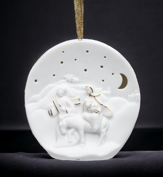 Ceramic Flight Into Egypt Christmas Tree Ornament Home Décor Religious Décor Religious Gift Church Décor Baptism Gift