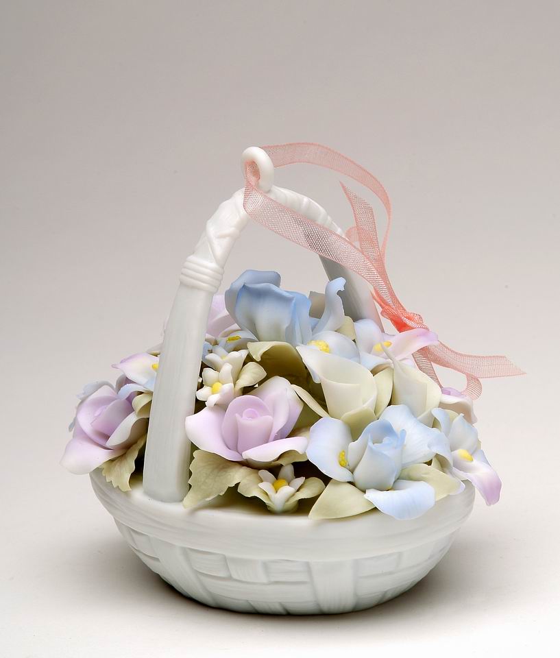 Ceramic Flower Basket Figurine Home Décor Gift for Her Gift for Mom Nature Lover Gift - Figurine