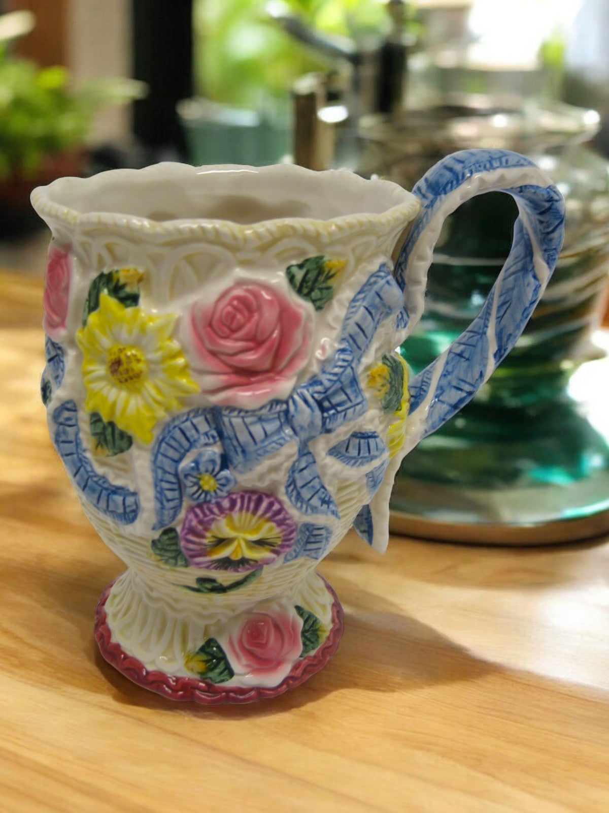 Ceramic Flower Mug Afternoon Tea Party Kitchen Decor Gift for Her Gift for Mom Vintage Decor - Mugs