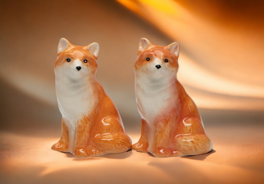 Ceramic Fox Salt and Pepper Shakers Home Décor Gift for Her Gift for Mom Kitchen Décor Nature Lover Gift - Salt &