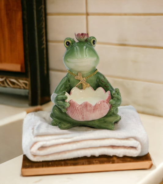 Ceramic Frog Tealight Candle Holder Home Décor Gift for Her Mom Spring Décor Cottagecore Nature Lover Gift - Candle