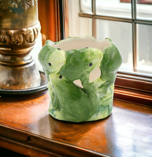 Ceramic Frog Tealight Candle Holder Home Décor Gift for Her Mom Spring Décor Cottagecore Nature Lover Gift - Candle